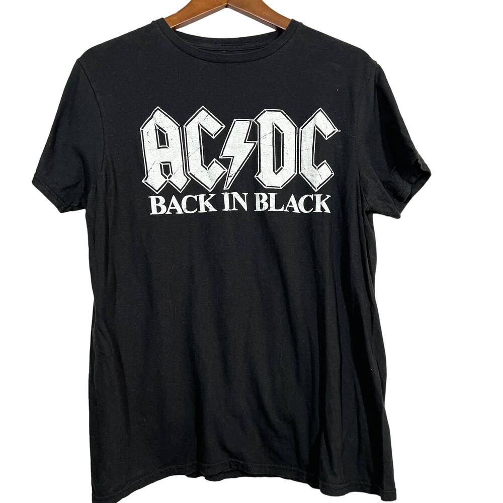 AC/DC Baby Doll Tee Light Stretch Black Short Sleeve Graphic - M